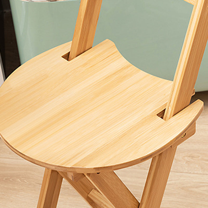 Modern Simplicity Bamboo Round Bar Stool Backrest Footrest Foldable For Kitchen