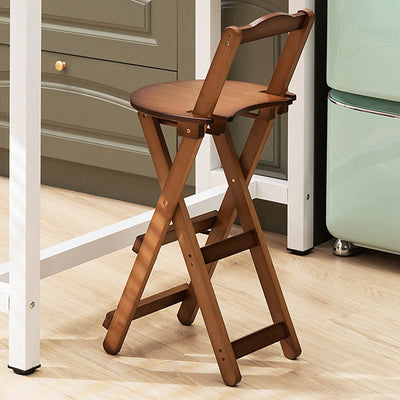 Modern Simplicity Bamboo Round Bar Stool Backrest Footrest Foldable For Kitchen