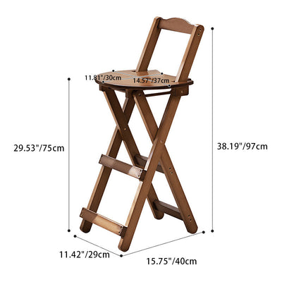 Modern Simplicity Bamboo Round Bar Stool Backrest Footrest Foldable For Kitchen