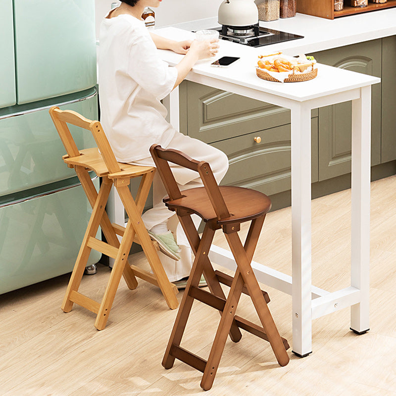 Modern Simplicity Bamboo Round Bar Stool Backrest Footrest Foldable For Kitchen