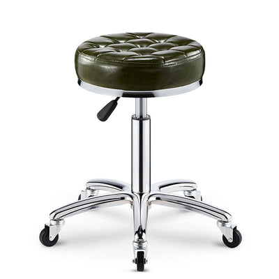 Tabouret de bar réglable en cuir, éponge, plastique et acier à motif à carreaux rond pour cuisine 