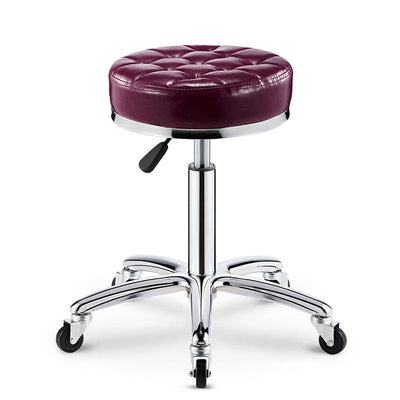 Tabouret de bar réglable en cuir, éponge, plastique et acier à motif à carreaux rond pour cuisine 