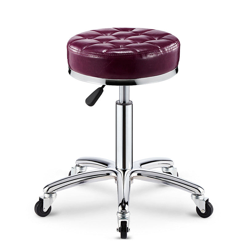 Modern Simplicity Leather Sponge Plastic Steel Round Checked Pattern Bar Stool Adjustable For Kitchen