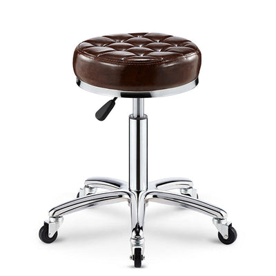 Tabouret de bar réglable en cuir, éponge, plastique et acier à motif à carreaux rond pour cuisine 