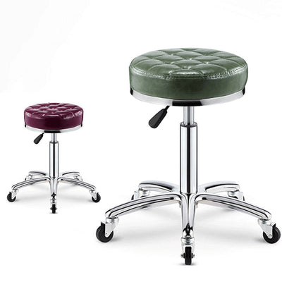 Tabouret de bar réglable en cuir, éponge, plastique et acier à motif à carreaux rond pour cuisine 