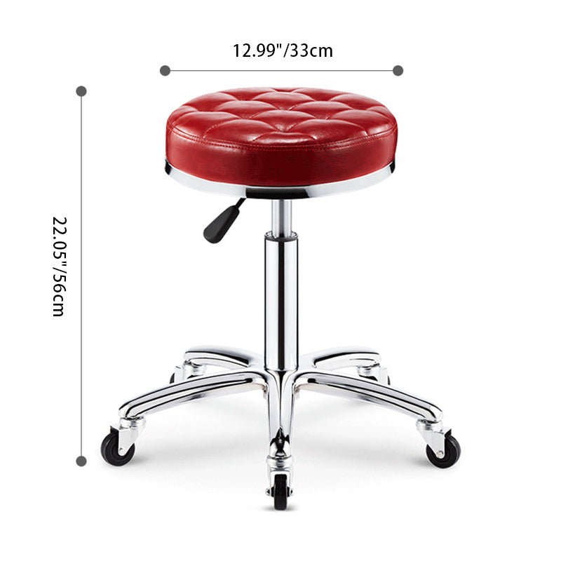 Tabouret de bar réglable en cuir, éponge, plastique et acier à motif à carreaux rond pour cuisine 