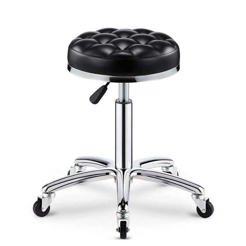 Modern Simplicity Leather Sponge Plastic Steel Round Checked Pattern Bar Stool Adjustable For Kitchen