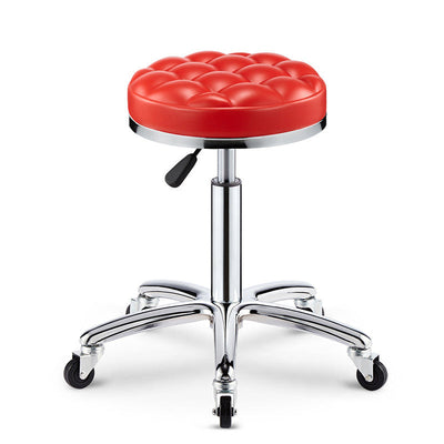 Tabouret de bar réglable en cuir, éponge, plastique et acier à motif à carreaux rond pour cuisine 