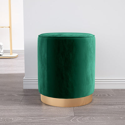 Contemporary Scandinavian Fabric Velvet Leather Iron Sponge Round Cylinder Footstool Backless For Entryway