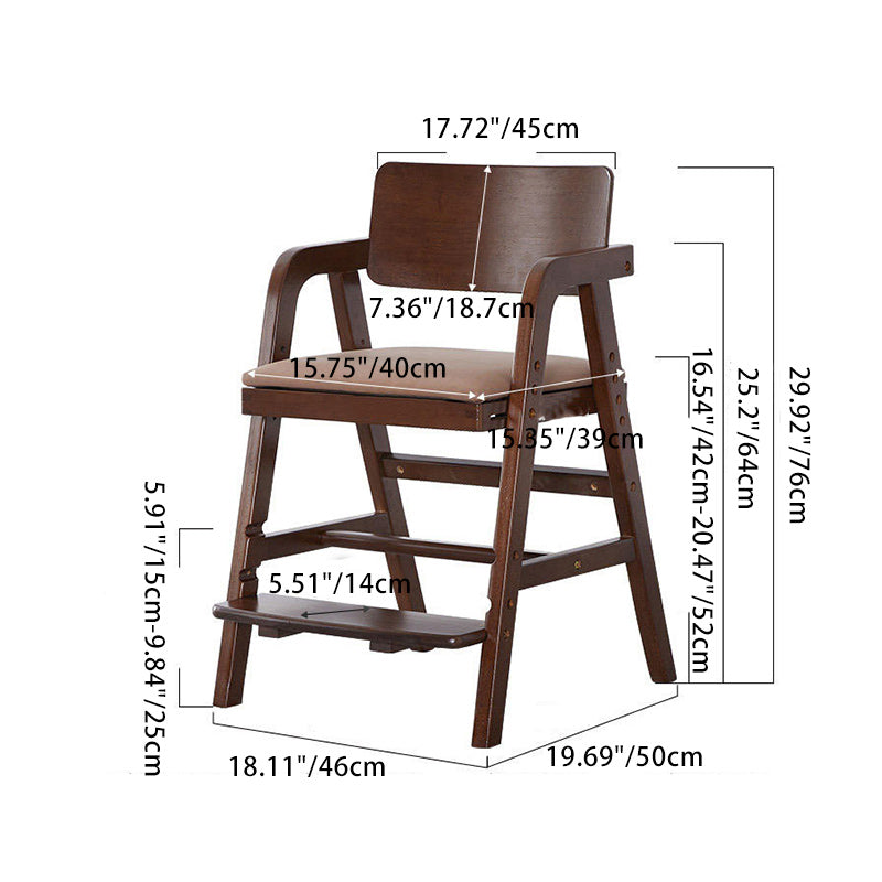 Modern Simplicity Kids Rubber Wood Fabric Sponge Square Trapezoidal Structure Desk Chair Footrest Adjustable For Home Office