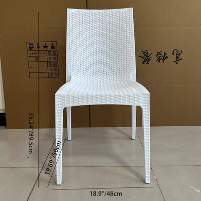 Modern Minimalist Weaving Plastic Square Dining Chair Backrest Stackable For Dining Room