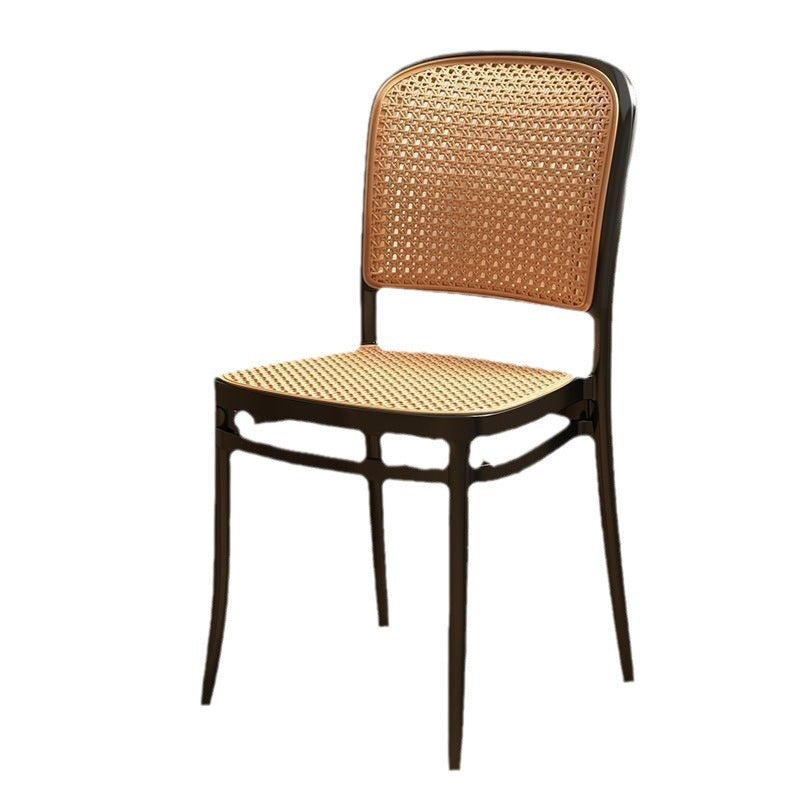 Contemporary Scandinavian Weaving Tritan Square Dining Chair Backrest Stackable For Dining Room