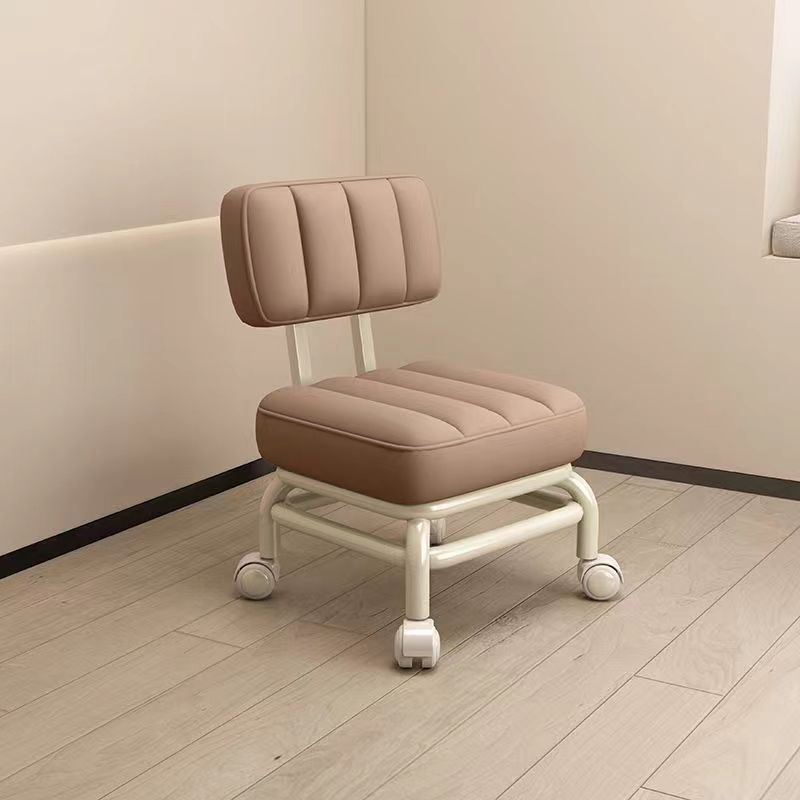 Modern Minimalist Leather Sponge Metal Square Low Stool Backrest Movable For Living Room