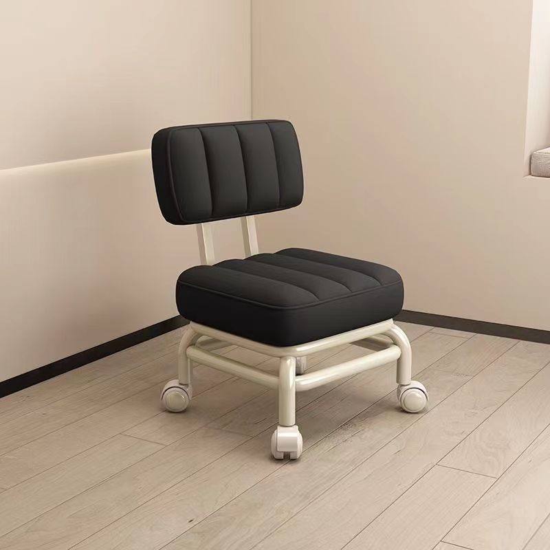 Modern Minimalist Leather Sponge Metal Square Low Stool Backrest Movable For Living Room