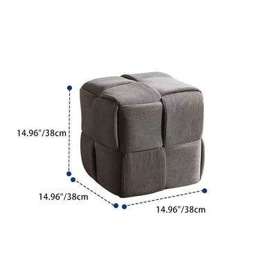 Contemporary Scandinavian Corduroy Wood Sponge Cube Rectangular Low Stool For Living Room