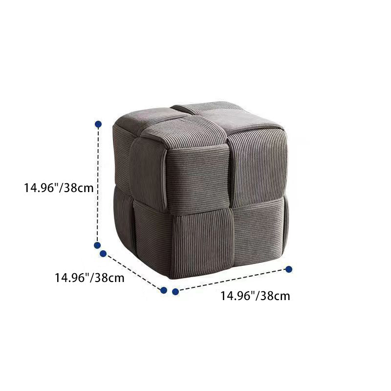 Contemporary Scandinavian Corduroy Wood Sponge Cube Rectangular Low Stool For Living Room