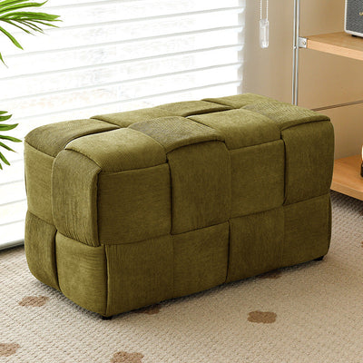 Contemporary Scandinavian Corduroy Wood Sponge Cube Rectangular Low Stool For Living Room