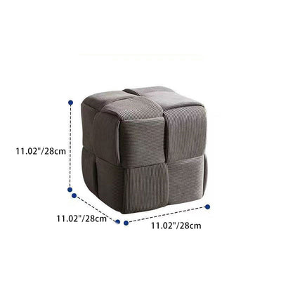 Contemporary Scandinavian Corduroy Wood Sponge Cube Rectangular Low Stool For Living Room