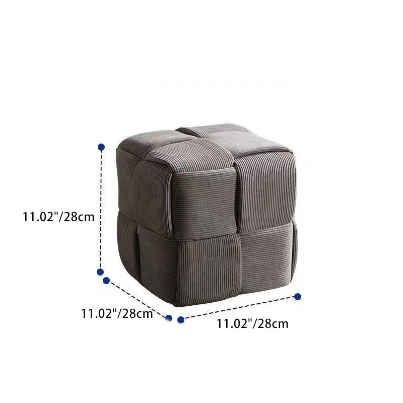 Contemporary Scandinavian Corduroy Wood Sponge Cube Rectangular Low Stool For Living Room