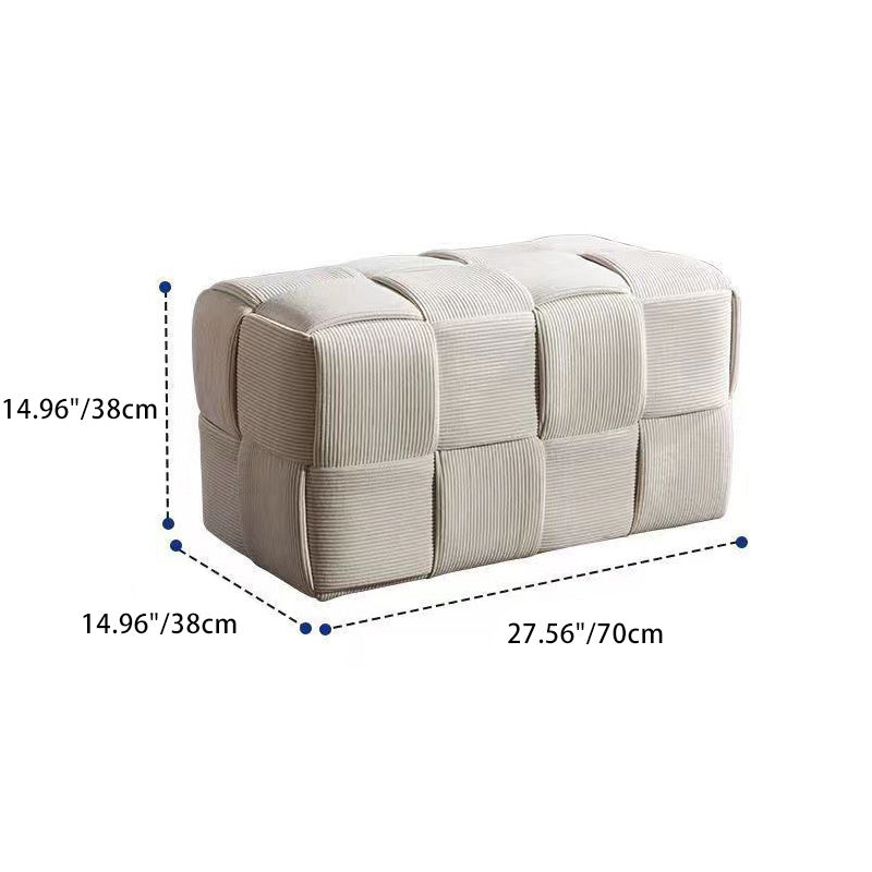 Contemporary Scandinavian Corduroy Wood Sponge Cube Rectangular Low Stool For Living Room