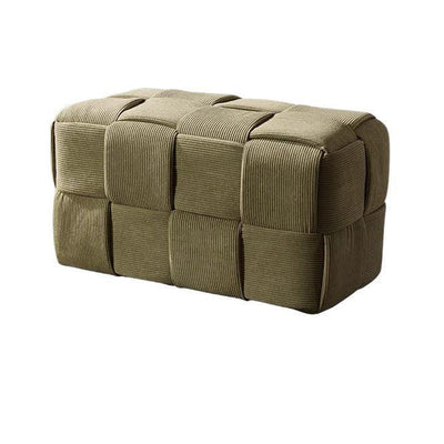 Contemporary Scandinavian Corduroy Wood Sponge Cube Rectangular Low Stool For Living Room