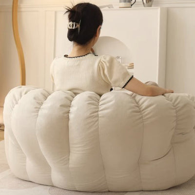 Contemporary Nordic Snowflake Fleece EPS Flower Round Sofa Footrest For Bedroom