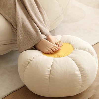 Contemporary Nordic Snowflake Fleece EPS Flower Round Sofa Footrest For Bedroom