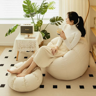 Contemporary Nordic Snowflake Fleece EPS Flower Round Sofa Footrest For Bedroom