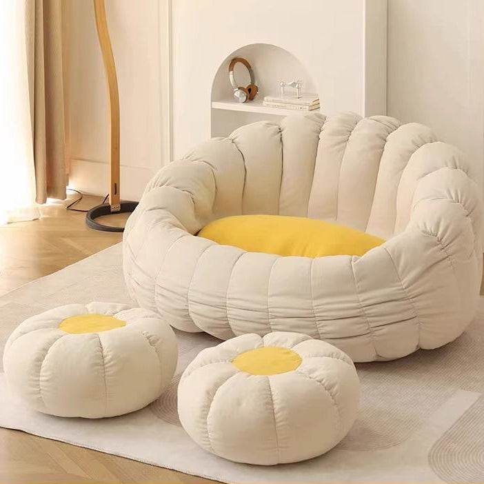 Contemporary Nordic Snowflake Fleece EPS Flower Round Sofa Footrest For Bedroom