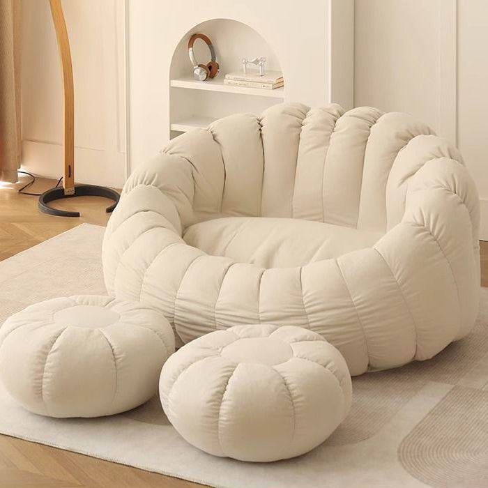 Contemporary Nordic Snowflake Fleece EPS Flower Round Sofa Footrest For Bedroom