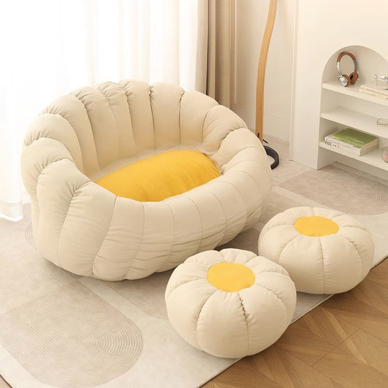 Contemporary Nordic Snowflake Fleece EPS Flower Round Sofa Footrest For Bedroom