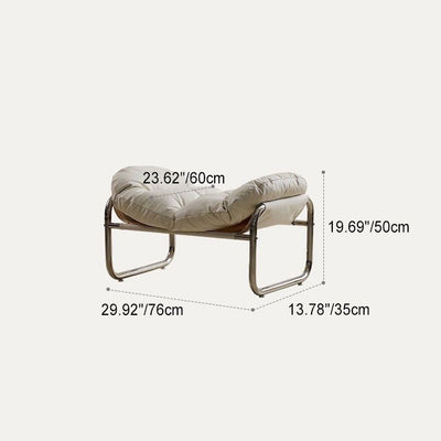 Contemporary Retro Leather Fabric Stainless Steel Rectangular Cloud Accent Chair Backrest Adjustable Footrest For Living Room