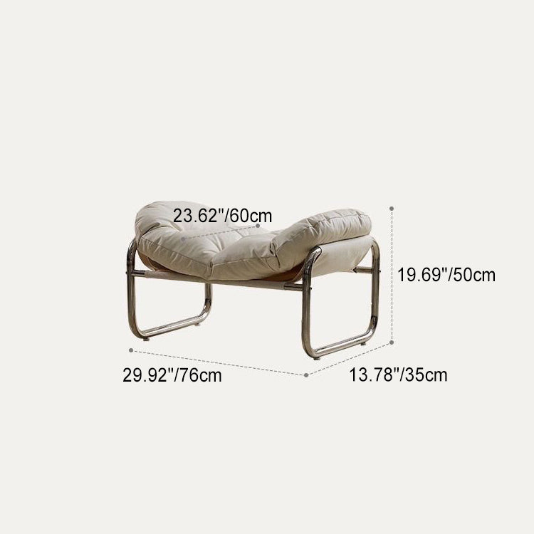 Contemporary Retro Leather Fabric Stainless Steel Rectangular Cloud Accent Chair Backrest Adjustable Footrest For Living Room