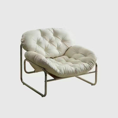 Contemporary Retro Leather Fabric Stainless Steel Rectangular Cloud Accent Chair Backrest Adjustable Footrest For Living Room