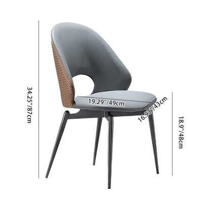 Modern Minimalist Weaving Leather Carbon Steel Sponge Square Elliptical Hollowed Dining Chair Backrest For Dining Room