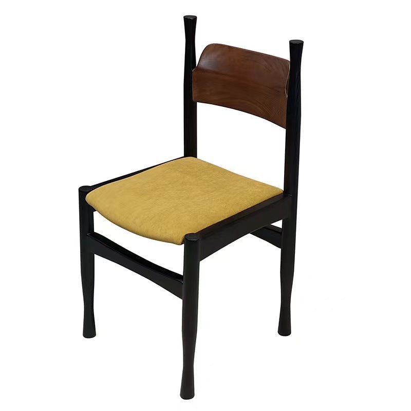 Traditional French Rubber Wood Velvet Sponge Square Cow Horn Dining Chair Backrest For Dining Room