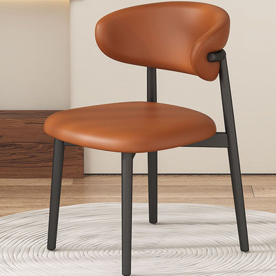 Contemporary Scandinavian Microfiber Leather Carbon Steel Square Curved Dining Chair Backrest For Living Room