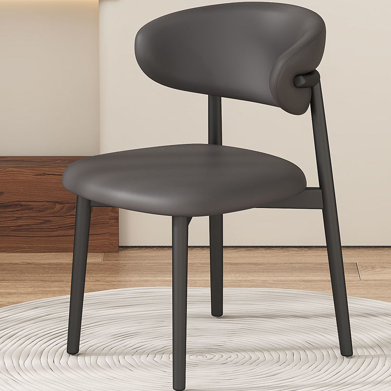 Contemporary Scandinavian Microfiber Leather Carbon Steel Square Curved Dining Chair Backrest For Living Room