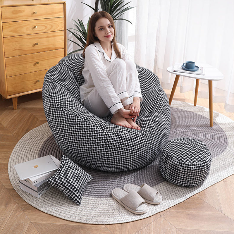 Contemporary Scandinavian Fine Cotton Particle Petal Lazy Round Sofa Footrest For Living Room