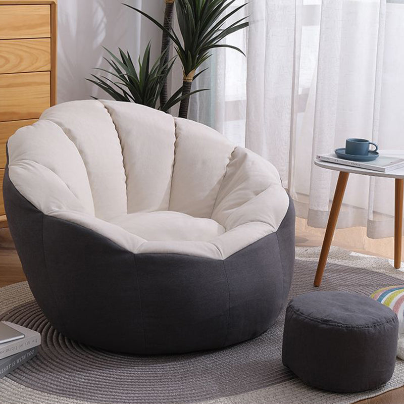 Contemporary Scandinavian Fine Cotton Particle Petal Lazy Round Sofa Footrest For Living Room