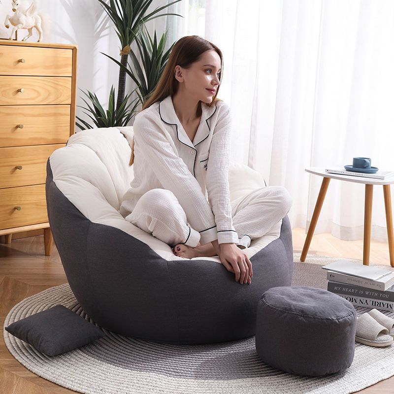 Contemporary Scandinavian Fine Cotton Particle Petal Lazy Round Sofa Footrest For Living Room