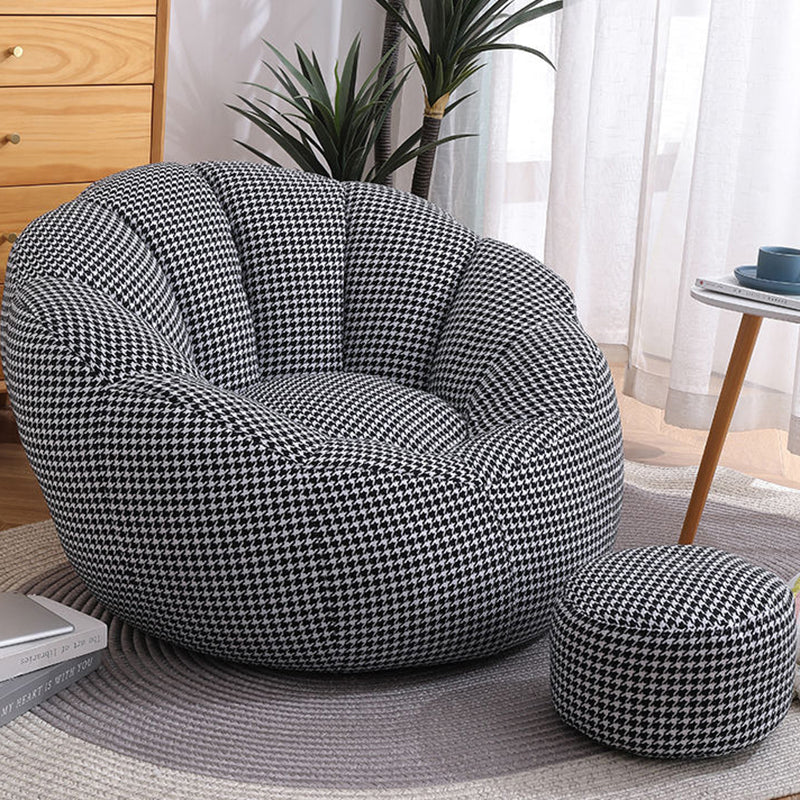 Contemporary Scandinavian Fine Cotton Particle Petal Lazy Round Sofa Footrest For Living Room