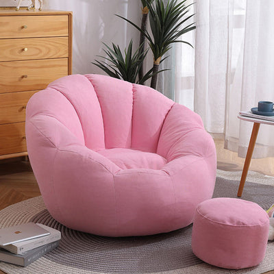 Contemporary Scandinavian Fine Cotton Particle Petal Lazy Round Sofa Footrest For Living Room