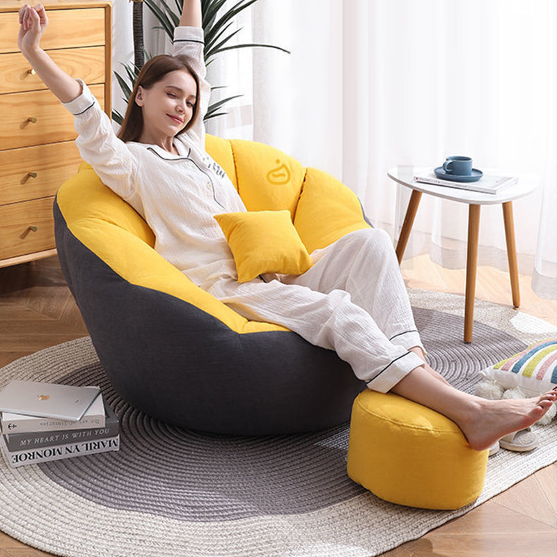 Contemporary Scandinavian Fine Cotton Particle Petal Lazy Round Sofa Footrest For Living Room