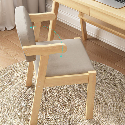 Modern Simplicity Rubber Wood Fabric Leather Sponge Square Desk Chair Backrest Armrest For Study