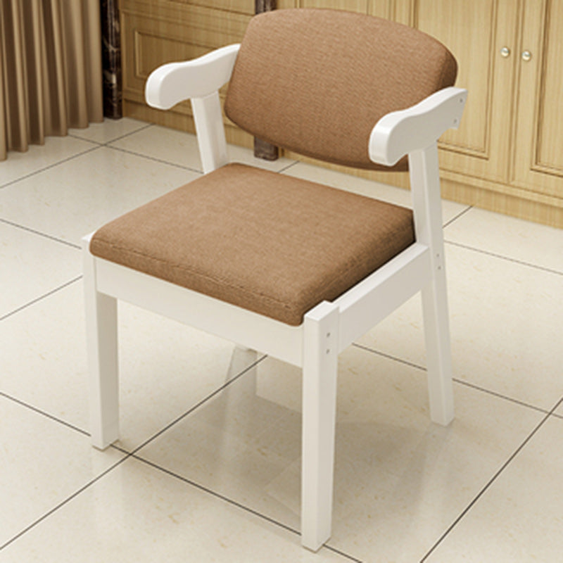 Modern Simplicity Rubber Wood Fabric Leather Sponge Square Desk Chair Backrest Armrest For Study