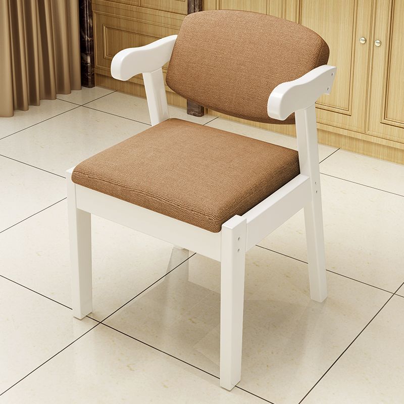 Modern Simplicity Rubber Wood Fabric Leather Sponge Square Desk Chair Backrest Armrest For Study