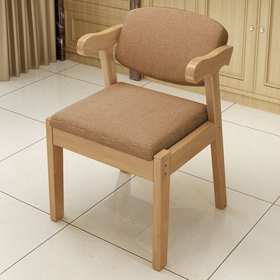 Modern Simplicity Rubber Wood Fabric Leather Sponge Square Desk Chair Backrest Armrest For Study