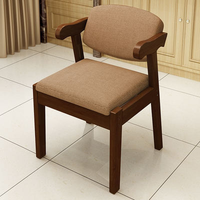 Modern Simplicity Rubber Wood Fabric Leather Sponge Square Desk Chair Backrest Armrest For Study