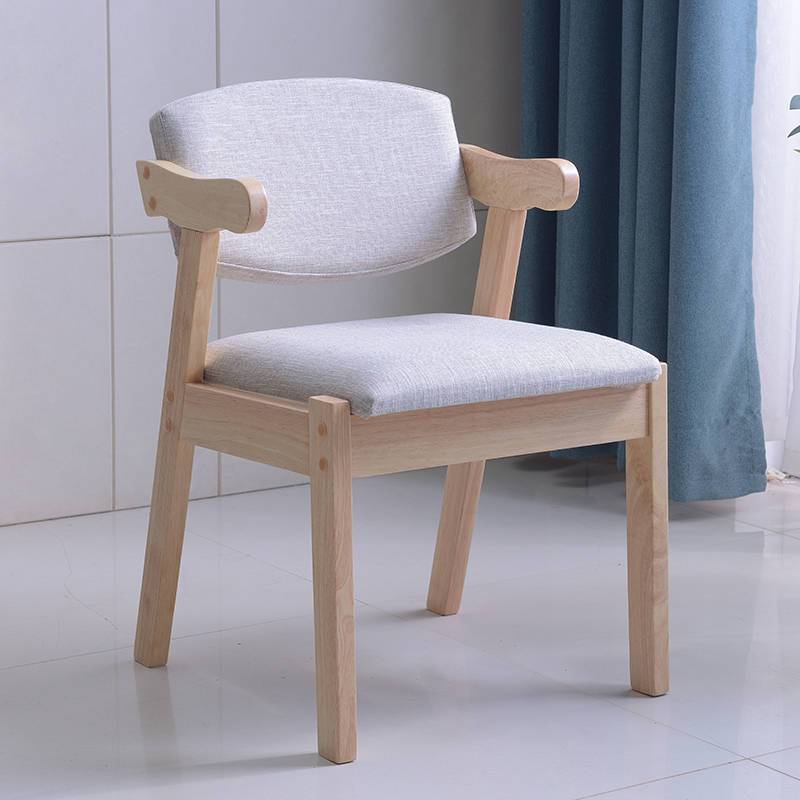 Modern Simplicity Rubber Wood Fabric Leather Sponge Square Desk Chair Backrest Armrest For Study